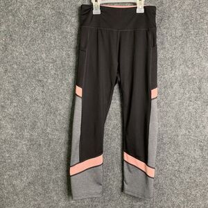 TEK Gear 3/4 Stretch Pants Women S Black With Block Color Stripe